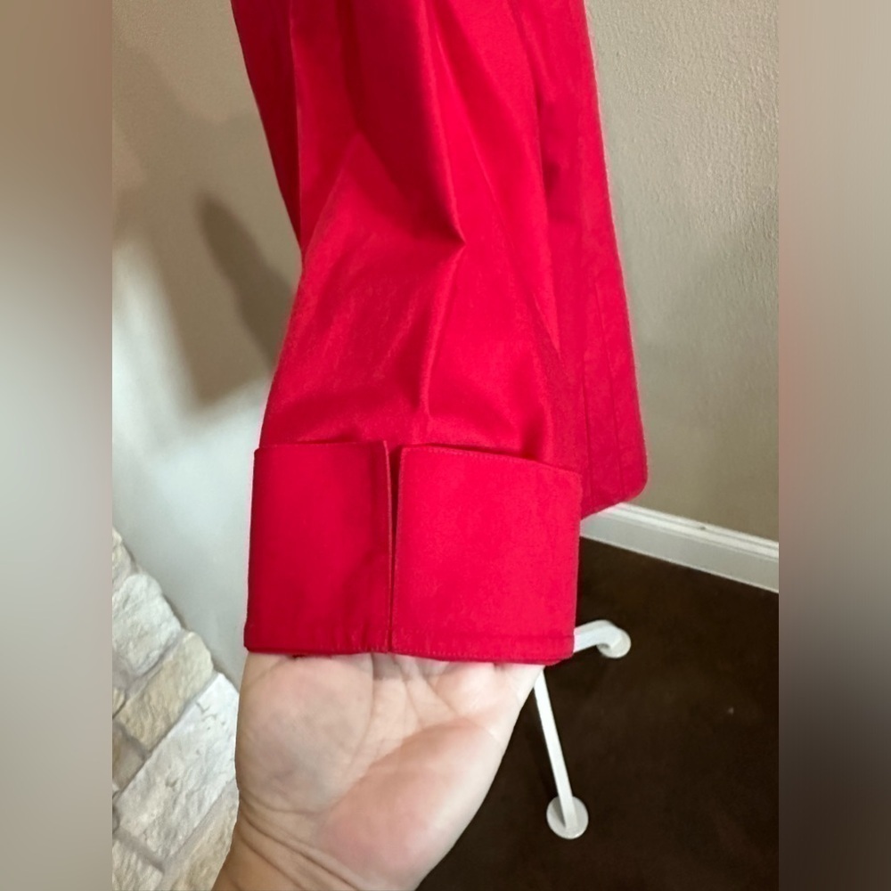 INVESTMENTS Taylor Gold Label Red Non-Iron 3/4 Sleeve Button Front Shirt, NWT! - Picture 4 of 9